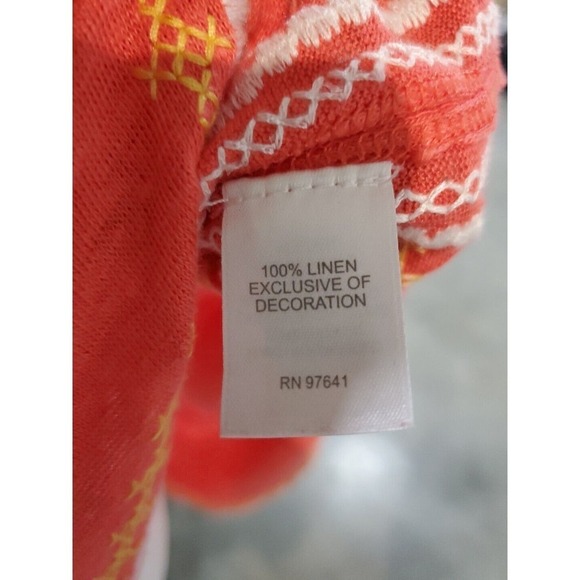 J Jill Womens Size Medium Love Linen Keyhole Coral Embroidered Trim Top - Picture 9 of 9